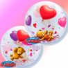 Globos de foil de 22" Bubbles Teddy Bear Corazones