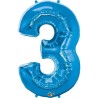 Globos de Foil de 34" (86cm) número 3 Azul Zafiro