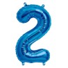 Globos de Foil de 16" (41cm) Numero "2" Azul