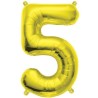 Globos de Foil de 16" (41cm) Numero "5" Oro