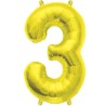 Globos de Foil de 16" (41cm) Numero "3" Oro
