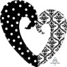 Globos Foil forma Corazon Damasco y Puntos
