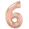 Globos De Foil 42" (107Cm) número SEIS Rosa Dorado