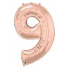 Globos Foil de 34" (86cm) número NUEVE Rosa Dorado