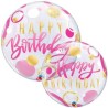Globos 22" Bubbles Bday Puntos Rosa y Dorado