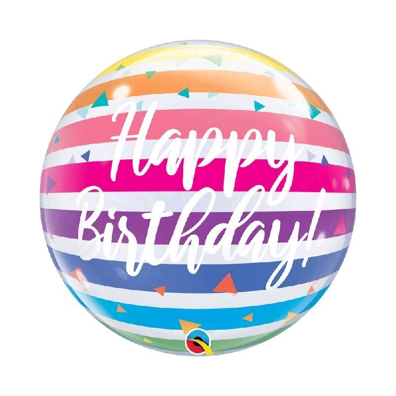 Globos de 22" Bubbles Birthday Rayas