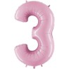 Globos Foil 40" (102cm) Numero 3 Rosa Pastel