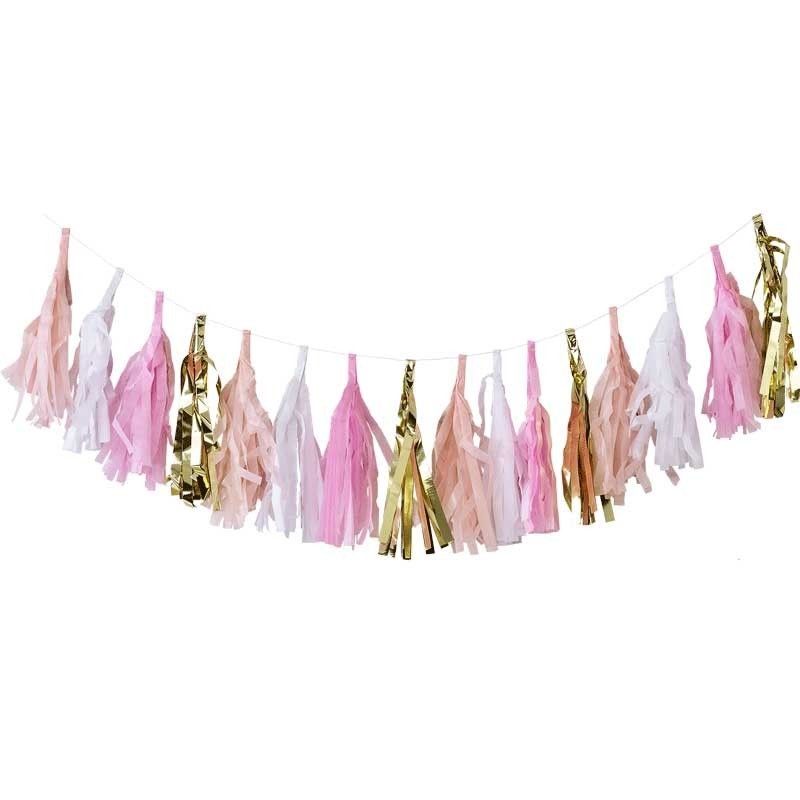 Tassel Rosa Blanco Y Oro