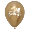 Globos 11" Mi Bautizo Palomas Reflex Oro