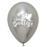 Globos 11" Mi Bautizo Palomas Reflex Plata