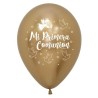 Globos 11" Comunion Palomas Reflex Oro