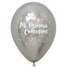 Globos 11" Comunion Palomas Reflex Plata