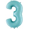 Globos Foil 26" (66cm) Numero 3 Azul Pastel