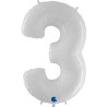Globos Foil 40" (102cm) Numero 3 Blanco