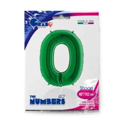 Globos Foil 40" (102cm) Numero 0 Verde