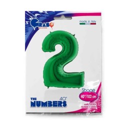 Globos Foil 40" (102cm) Numero 2 Verde