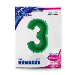 Globos Foil 40" (102cm) Numero 3 Verde