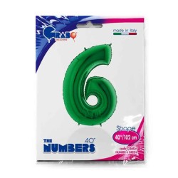 Globos Foil 40" (102cm) Numero 6 Verde