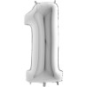 Globos Foil 26" (66cm) Numero 1 Plata
