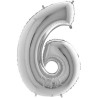Globos Foil 26" (66cm) Numero 6 Plata
