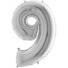 Globos Foil 26" (66cm) Numero 9 Plata