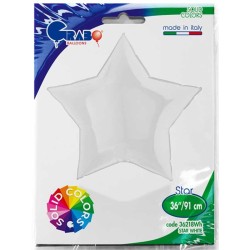 Globos Foil Estrella 36" Blanco Grabo