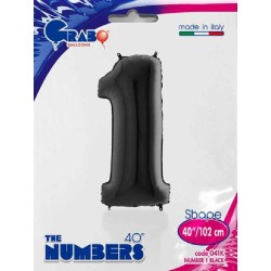 Globos Foil 40" (102cm) Numero 1 Negro