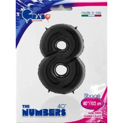 Globos Foil 40" (102cm) Numero 8 Negro