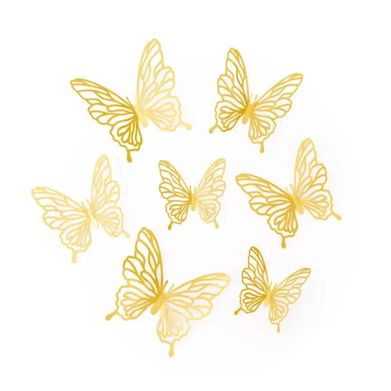 Adhesivos Mariposas efecto 3d Caladas Dorado   www.globodeco.es