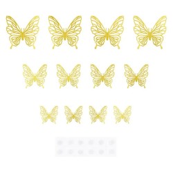 Adhesivos Mariposas efecto 3d Caladas Dorado   www.globodeco.es