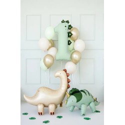Globos Foil de 36" (92cm) Número 1 Dinosaurio Menta  www.globodeco.es