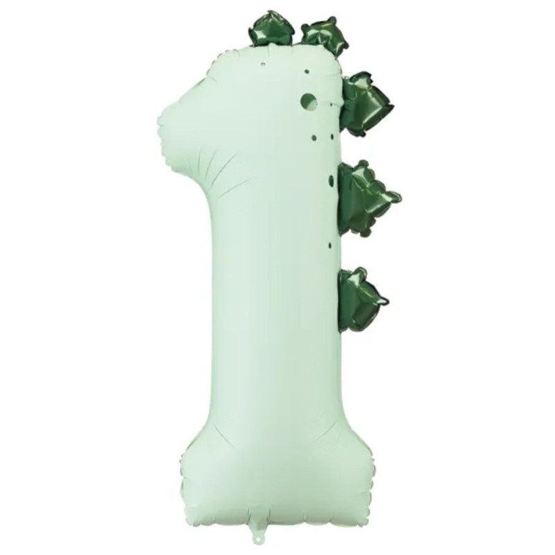Globos Foil de 36" (92cm) Número 1 Dinosaurio Menta  www.globodeco.es