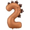 Globos Foil de 36" (92cm) Número 2 Dinosaurio Marrón  www.globodeco.es