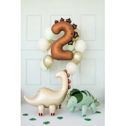 Globos Foil de 36" (92cm) Número 2 Dinosaurio Marrón  www.globodeco.es