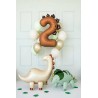 Globos Foil de 36" (92cm) Número 2 Dinosaurio Marrón  www.globodeco.es