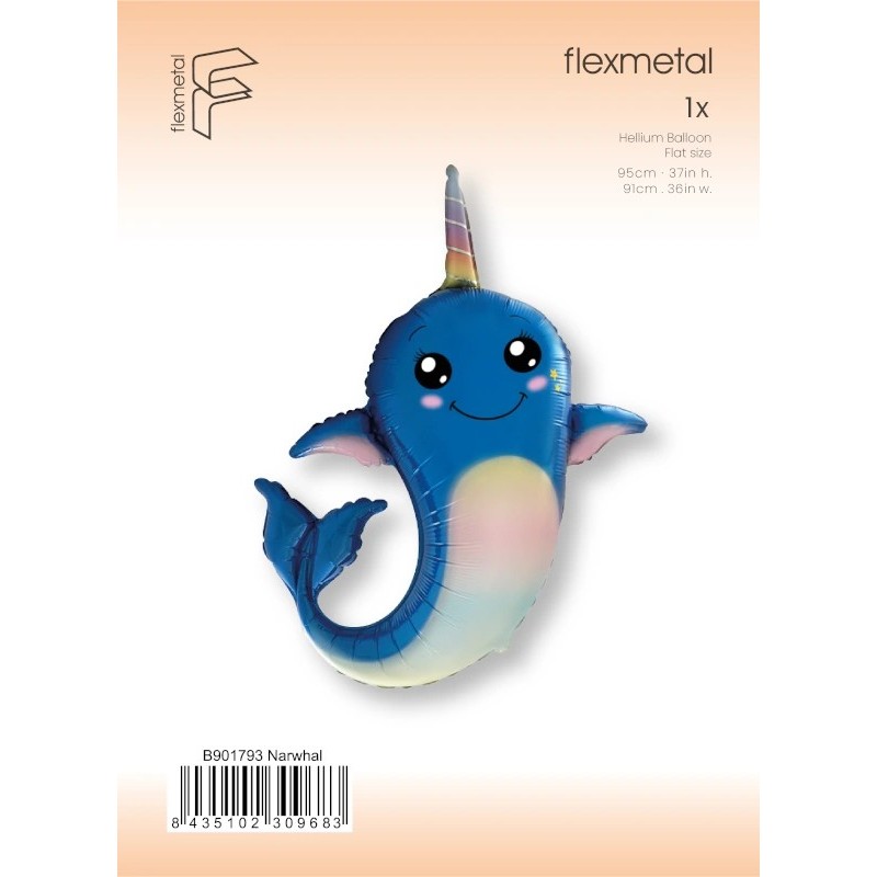 Globos de Foil Supershape de 37" x 36" NARWHAL  www.globodeco.es