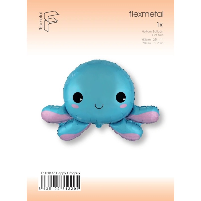 Globos de Foil Supershape de 31" x 25" PULPO FELIZ  www.globodeco.es